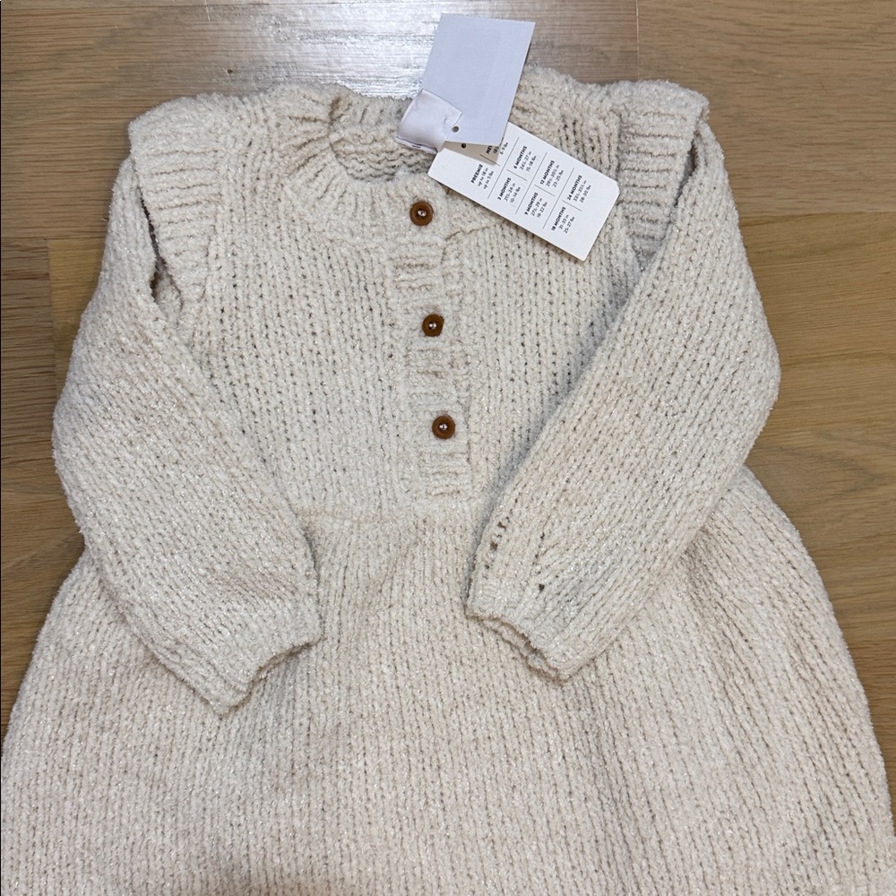 Nordstrom Baby Girl Cream Sweater Dress NWT